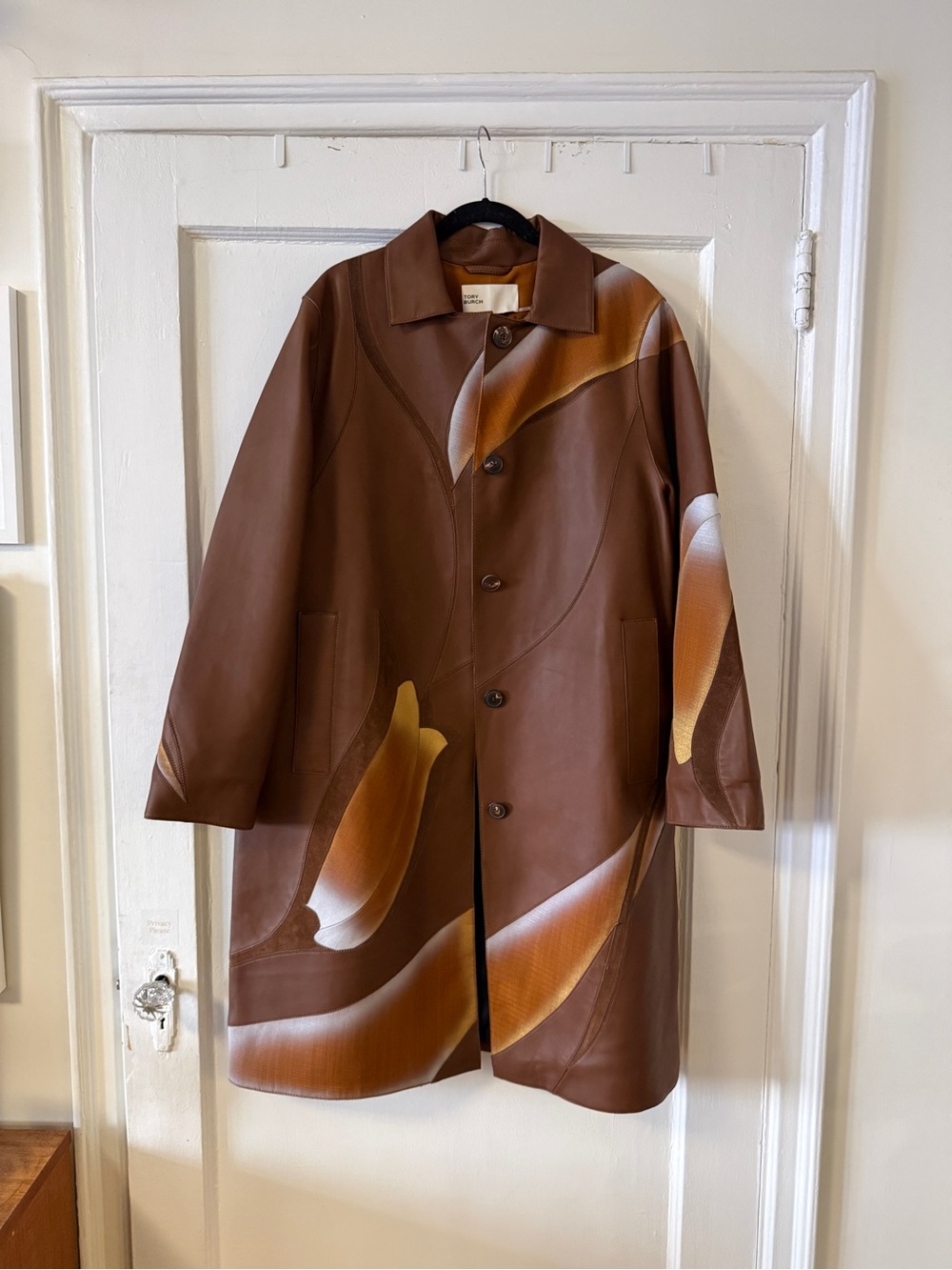 Tory Burch Brown Leather Jacket with Gold Button